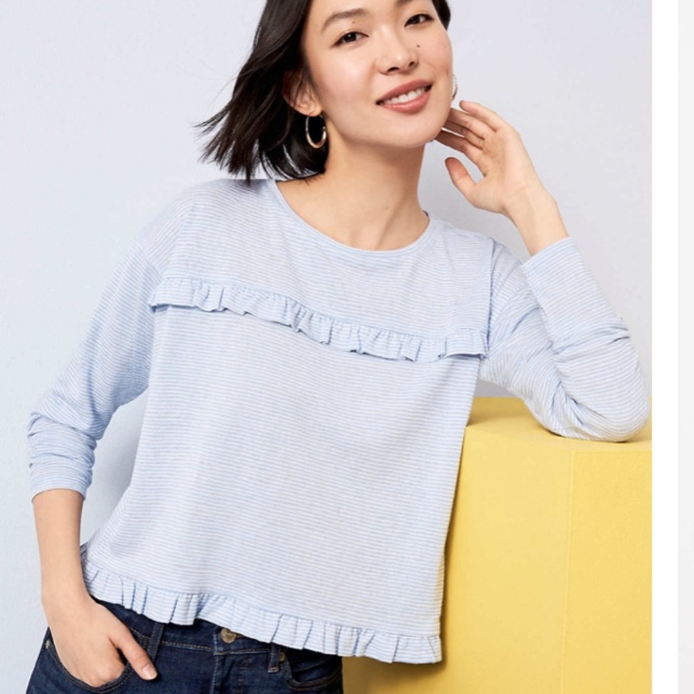Striped long sleeve tee cropped